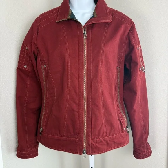 Kuhl Burr Red Patina Dye Moto Jacket Size Small - Picture 2 of 16